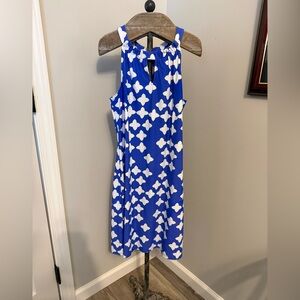 Jude Connally Blue and White Sleeveless Mini Dress